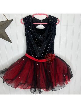 Weissman Black and Red Sequin Kids Dance Costume
